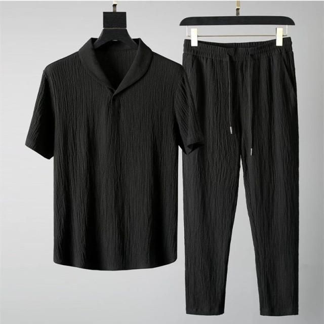 Men's Crinkled Co-Ord Set White